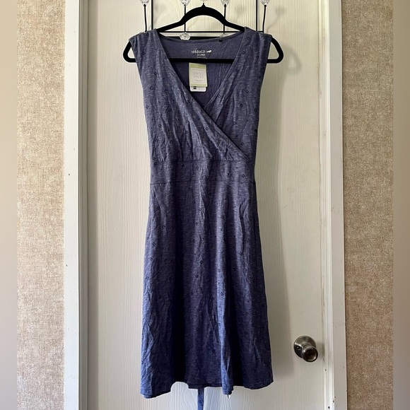 Toad&Co Asymmetrical Navy Wrap Dress - Picture 2 of 8